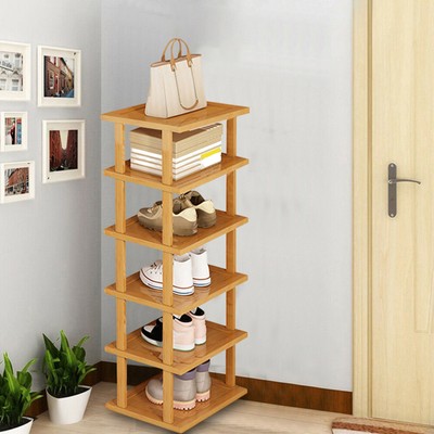 Six Layers Stable Structure Waterproof Shoes Storage Organizer Bamboo Shelf  ha