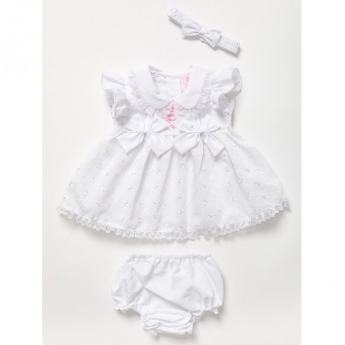 Baby Girls Spanish Romany Dress Pants & Headband Set Broderie Anglaise