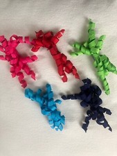 5 Curly Ribbon Bow Hair Clips Pink Red Green Blue Navy, Girls One Size Fits All