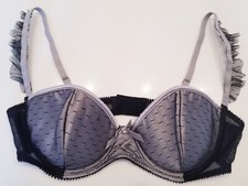 Frederick's of Hollywood Bra Large Black Silver Underwire Lace