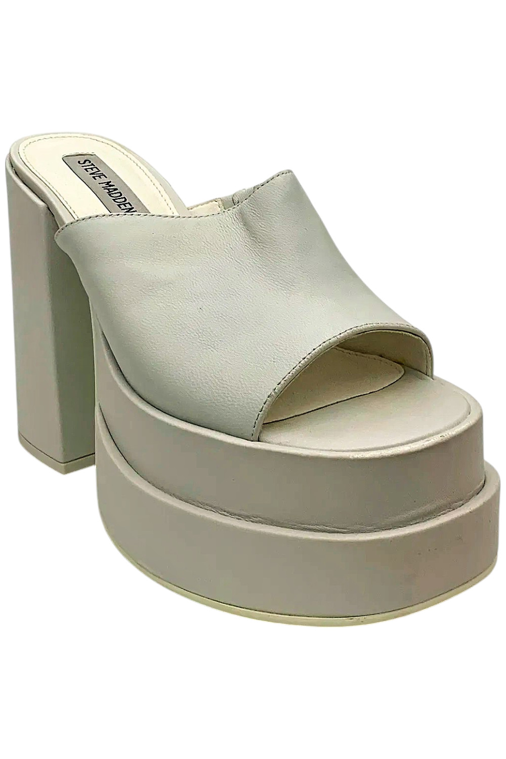 Женские босоножки на высоком каблуке Steve Madden из белой кожи 8490₽