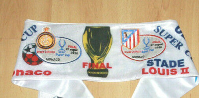 Écharpe Supporters UEFA Super Cup 2010 – Inter Milan Vs Atletico Madrid – Logos Brodés 32x22cm