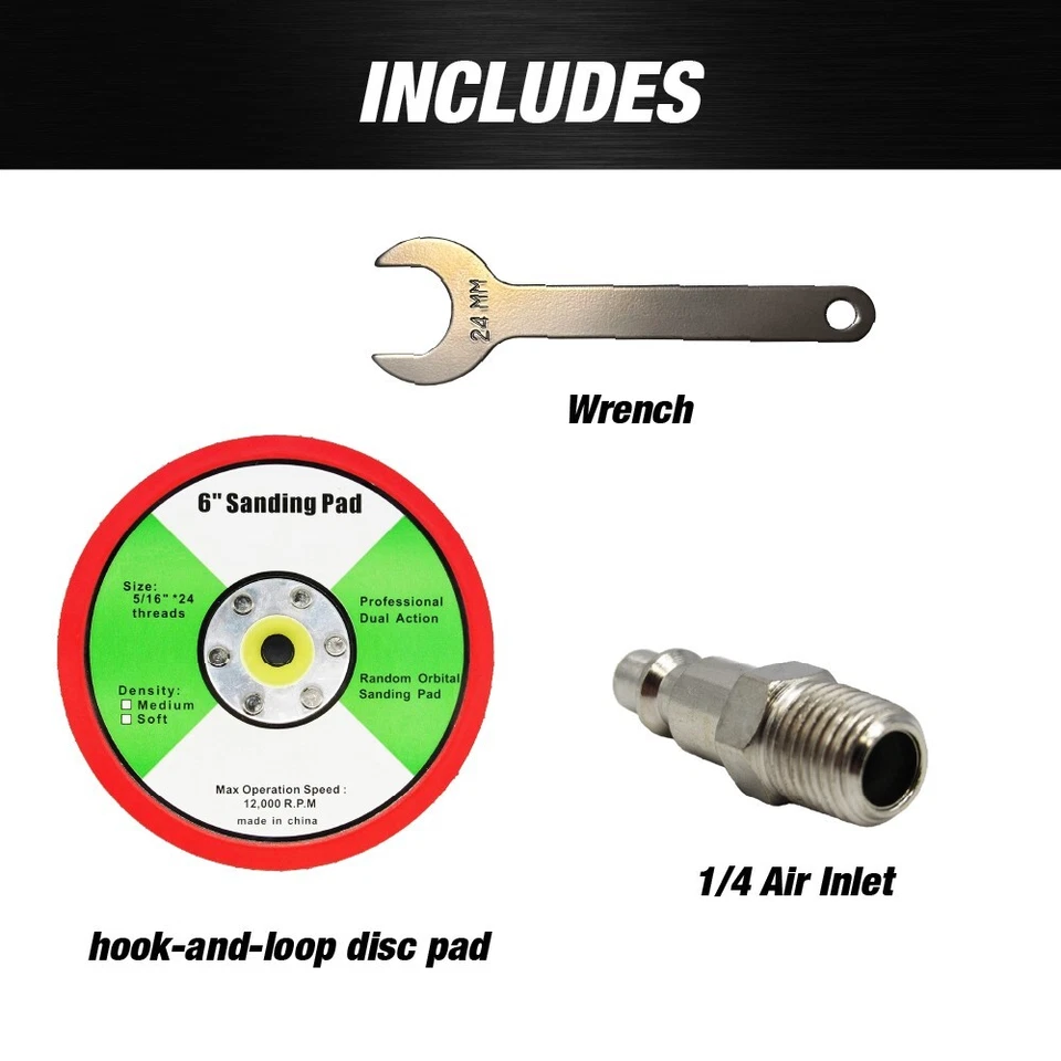 MAXX PROS Random Orbital Sander – Pneumatic Palm Sander – 6” x 3/16” Diam.Orbit - Image 4 of 4