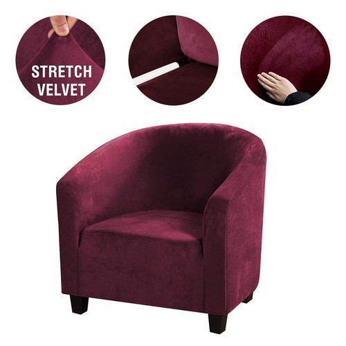 Stretch Club Sofa Chair Cover Living Room Tub Barrel 1 Seater Armchair Slipcover - Picture 10 of 34