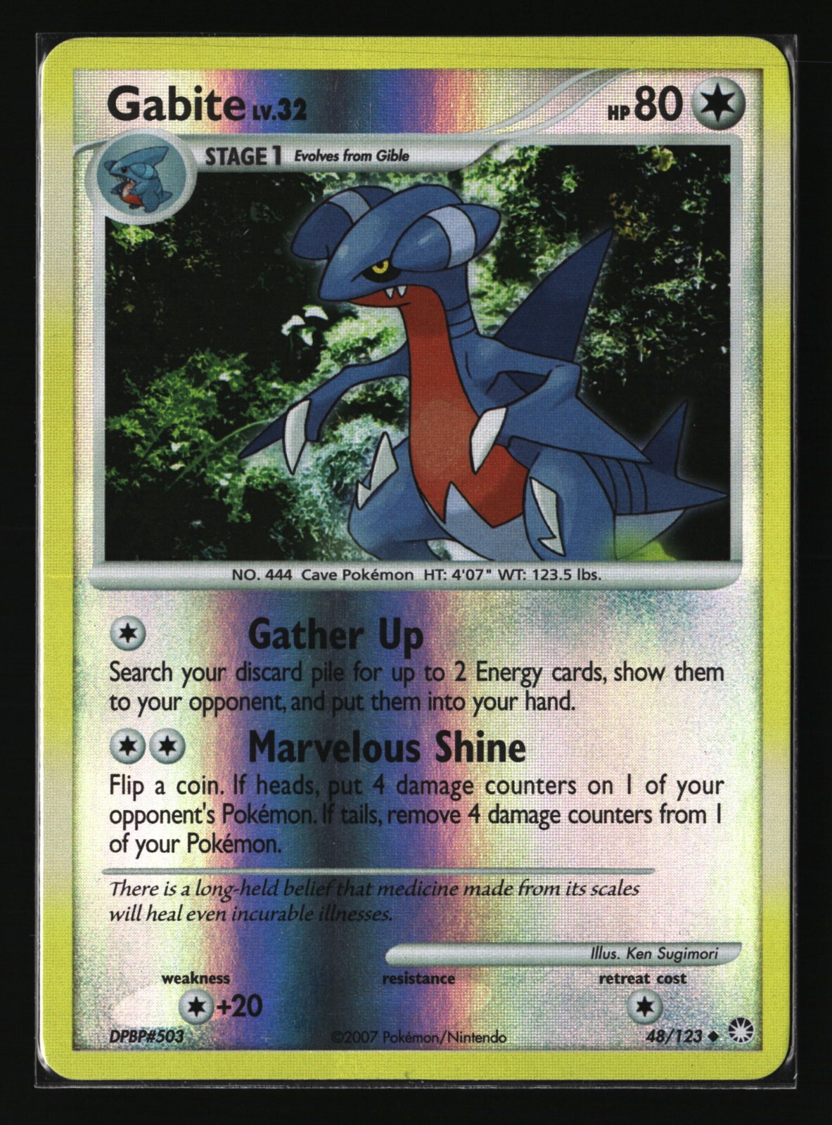 Pokemon GABITE 48/123 Reverse Holo (2007 Mysterious Treasures) LP/Light Play