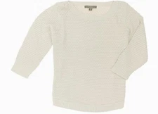Fever Women's Popcorn Knit Pullover 3/4 Sleeve Sweater Top White Wicker