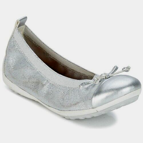 GEOX PIUMA BALL D Silver Flat Shoes UK 1 EU 33 CH07 10 SALEs - Picture 1 of 6