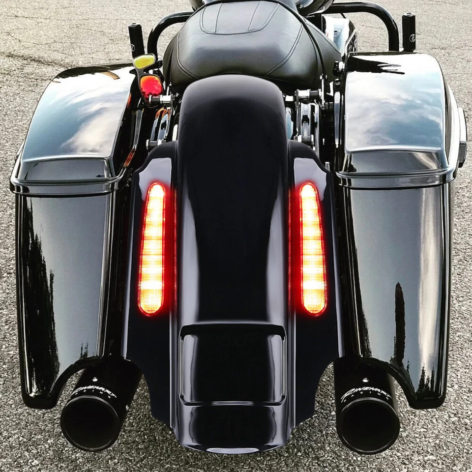For Harley Road King Electra Glide 93-08 CVO Rear Extended Fender With LED Light - Image 4 of 4