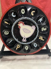 Becky Denny Cockadoodle Chicken / Rooster 12" Deviled Egg Platter Plate Dish