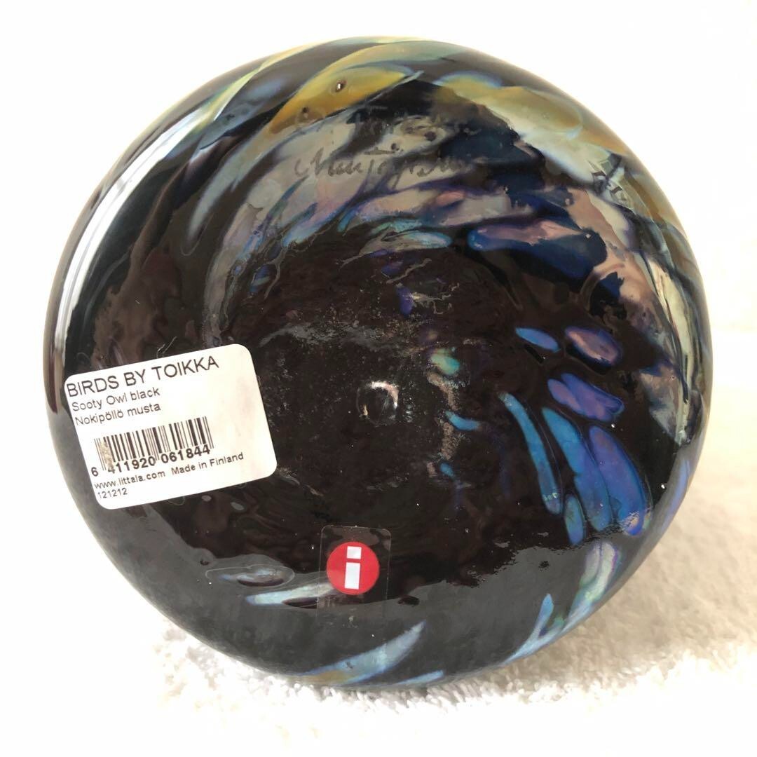 Iittala Oiva Toikka Sooty Owl Black Art Glass Bird Finland With