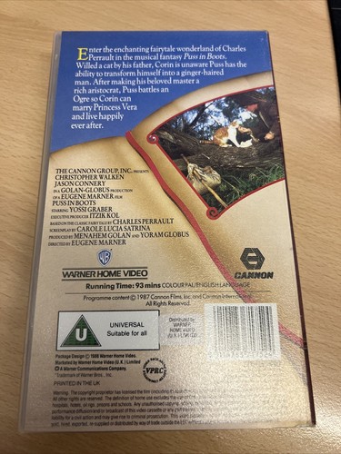 Rare 1987 Puss In Boots VHS Christopher walken live action movie works great Ex - Picture 2 of 6