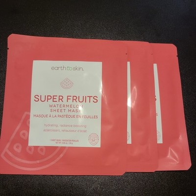 Earth To Skin Super Fruits Watermelon Sheet Face Mask Set 3 Pack - NEW HYDRATE