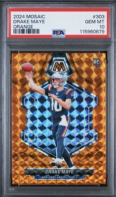 2024 Panini Mosaic - Rookies Drake Maye #303 Orange Mosaic Prizm /199 (RC)