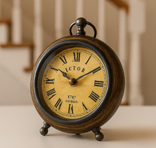 Antico orologio da tavolo in legno da scrivania fatto a mano stile nautico...