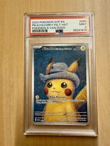 Pokemon Card English - Pikachu Grey Felt Hat #085 - Van Gogh PROMO - PSA 9 MINT