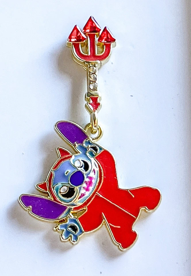 迪士尼 BaubleBar Stitch Devil 悬垂耳环红色三叉戟全新带盒 ~ 1.75 — 第 2/4 张图片