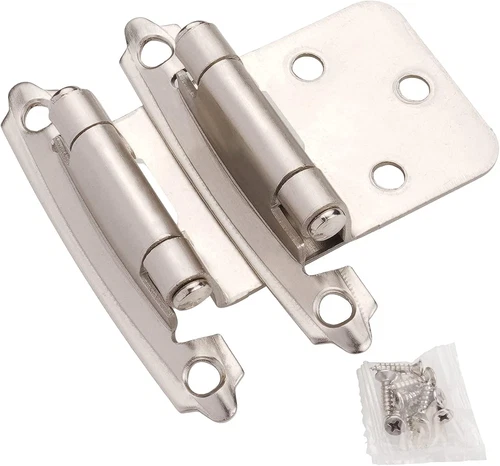 Cabinet Hinges Brushed Nickel for Kitchen Cabinets Doors (5 Pair -10 Pcs) -1/2" - Picture 1 of 12