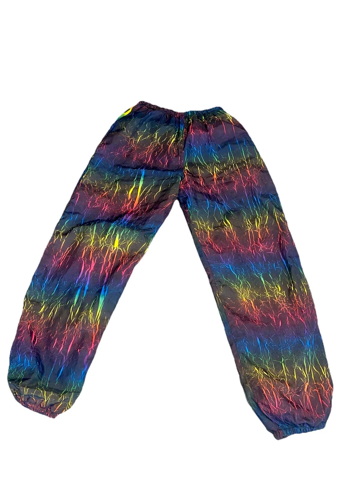 Men womens large 14 16 18 Shell Track Bottoms electric neon black Y2K 80s 90s