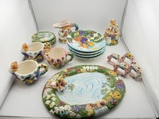 Vintage 22-Piece Ceramic Teddy Bear Tea Set