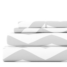 4 Piece Pattern Microfiber Bed Sheets Set Gray Arrow Queen