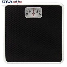Analog Dial Bathroom Scale Mechanical Weight 300lb Slip Resistant Platform Black