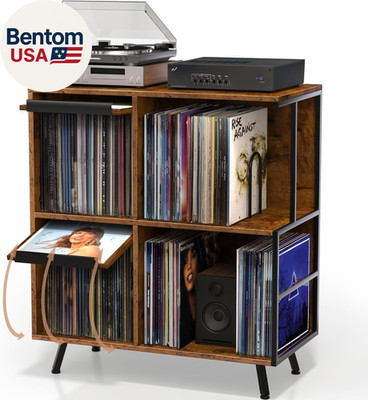 3 Tier Flip Top Record Player Stand, Vinyl Record Storage Holds up to 300+ Album