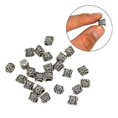 24Pcs Silber Viking Bart Perlen Knoten Haar Schmuck Perle Rune Dreadlock