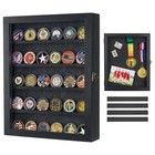 Large Challenge Coin Display Case Shadow Box Décor Gifts, Military Coin Holde.