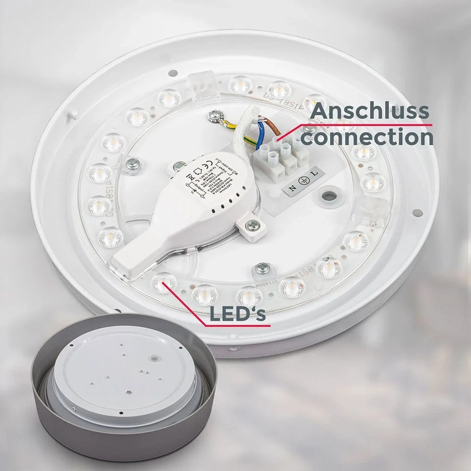 LED Plafoniera Applique Argento Tondo Ø25cm 12W 1200lm 4000K Soggiorno Corridoio - Immagine 3 di 4