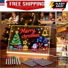 LED Note Board with 7 Colors,Led Drawing Board for Kids,Acrylic Dry Erase Boa...