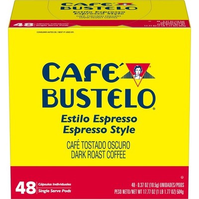 Cafe Bustelo Espresso Style, Dark Roast Coffee, Single Serve Pods, 48 Count