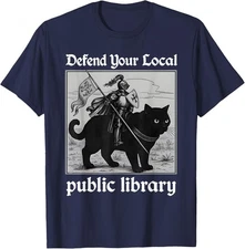 Defend Your Local Public Library Books Funny Cat Unisex T-Shirt