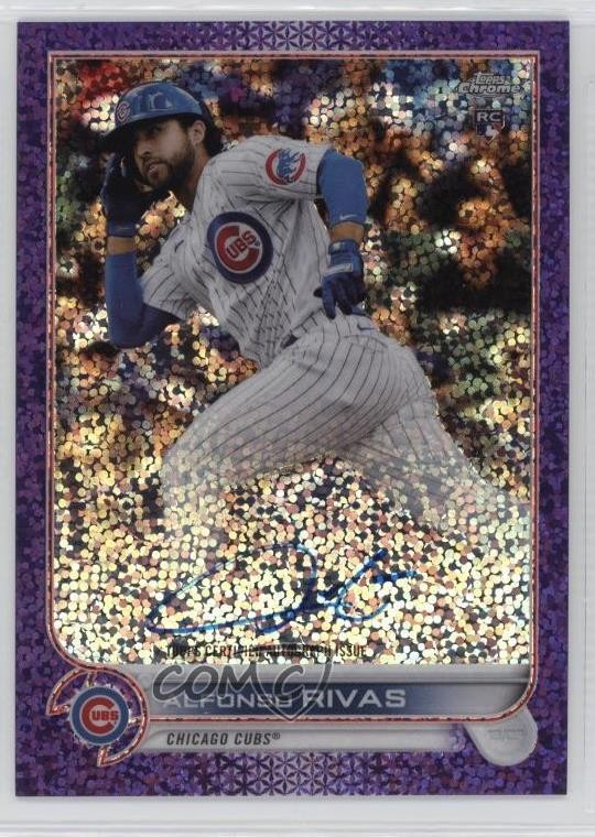 2022 Topps Chrome Rookie Purple Speckle Refractor /299 Alfonso Rivas Auto 8az