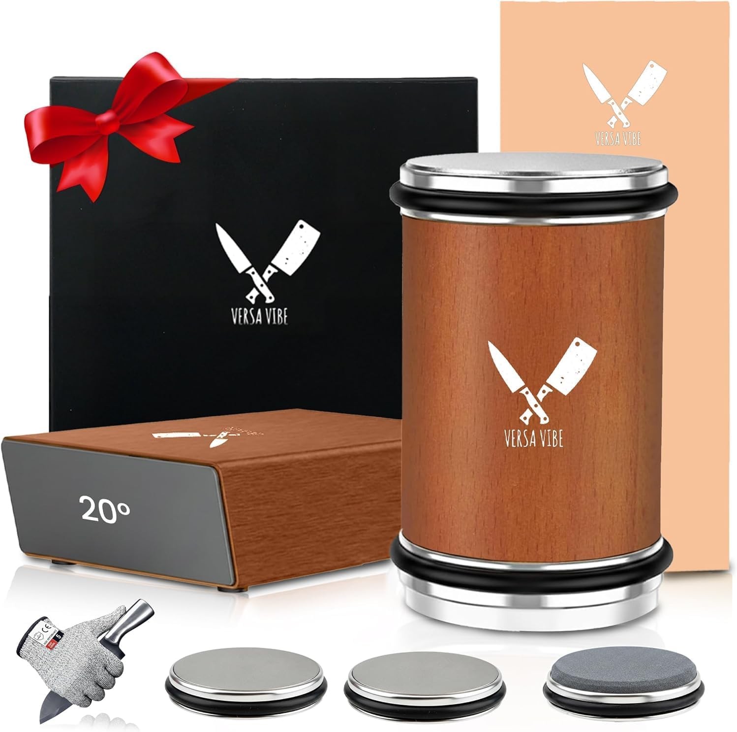 Rolling Knife Sharpener Kit — 400/1000/3000 Grit Diamond & Ceramic Discs 15° &