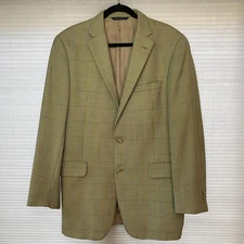Mens 43T Coppley Minelli Tan Houndstooth Wool Blazer Sport Coat Jacket