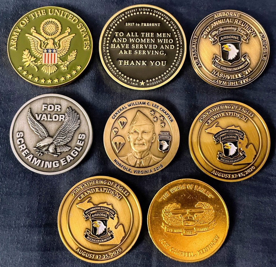 huge-lot-of-101st-airborne-army-challenge-coins-ebay