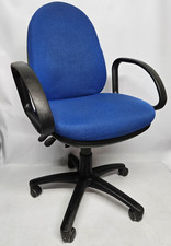 Blue Operator Office Chair, Medium-Back Ergonomic, Down-Down Arm Rests, Castors