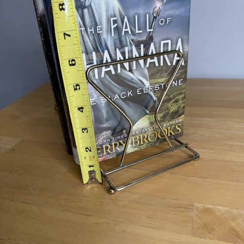 VTG MCM Gold Metal Sliding Adjustable Book Rack Stand Extending Book Holder Read - Foto 12 di 19