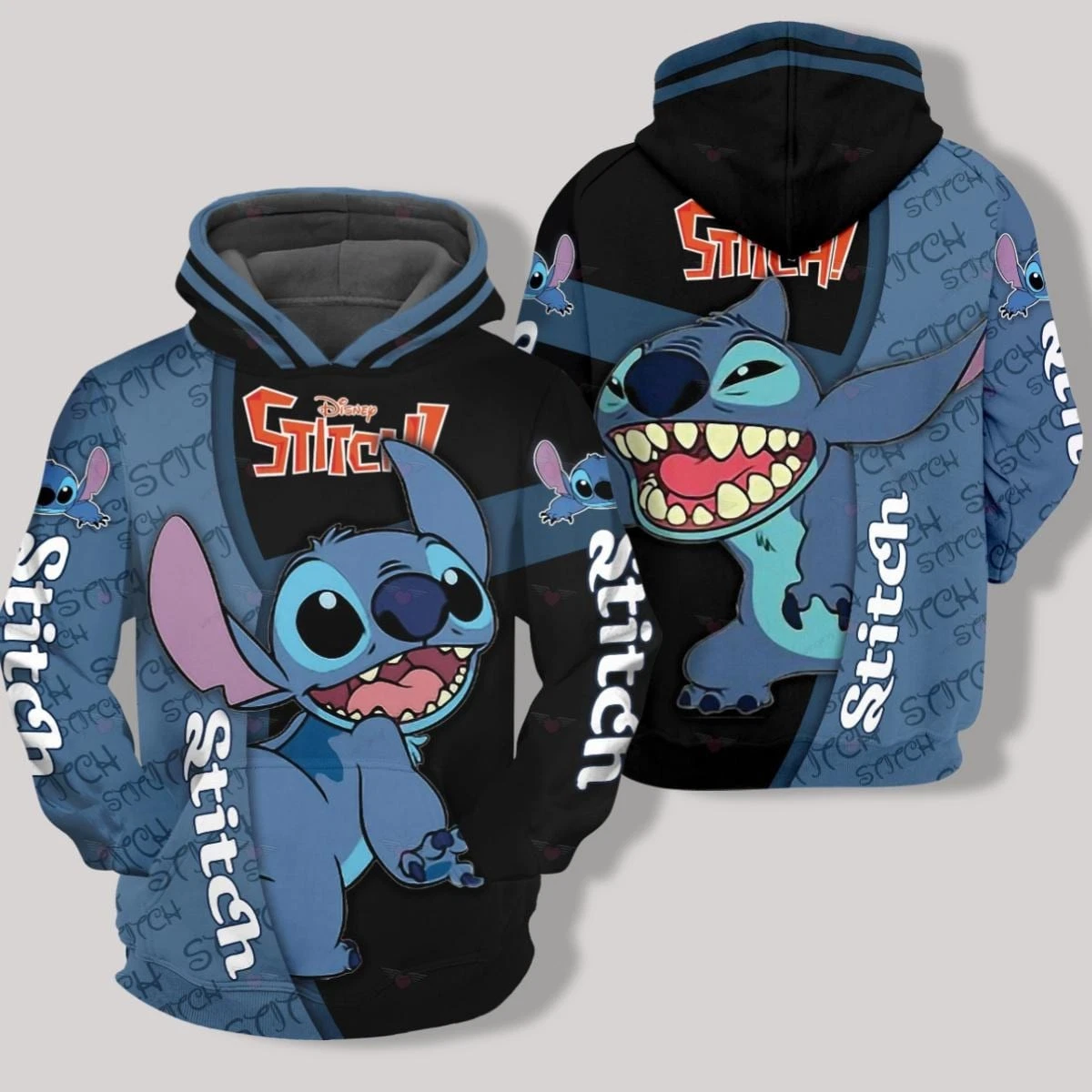 Funny Stitch Blue Alien Dog Ohana Means Family Lilo & Stitch Hoodie 3D Printed