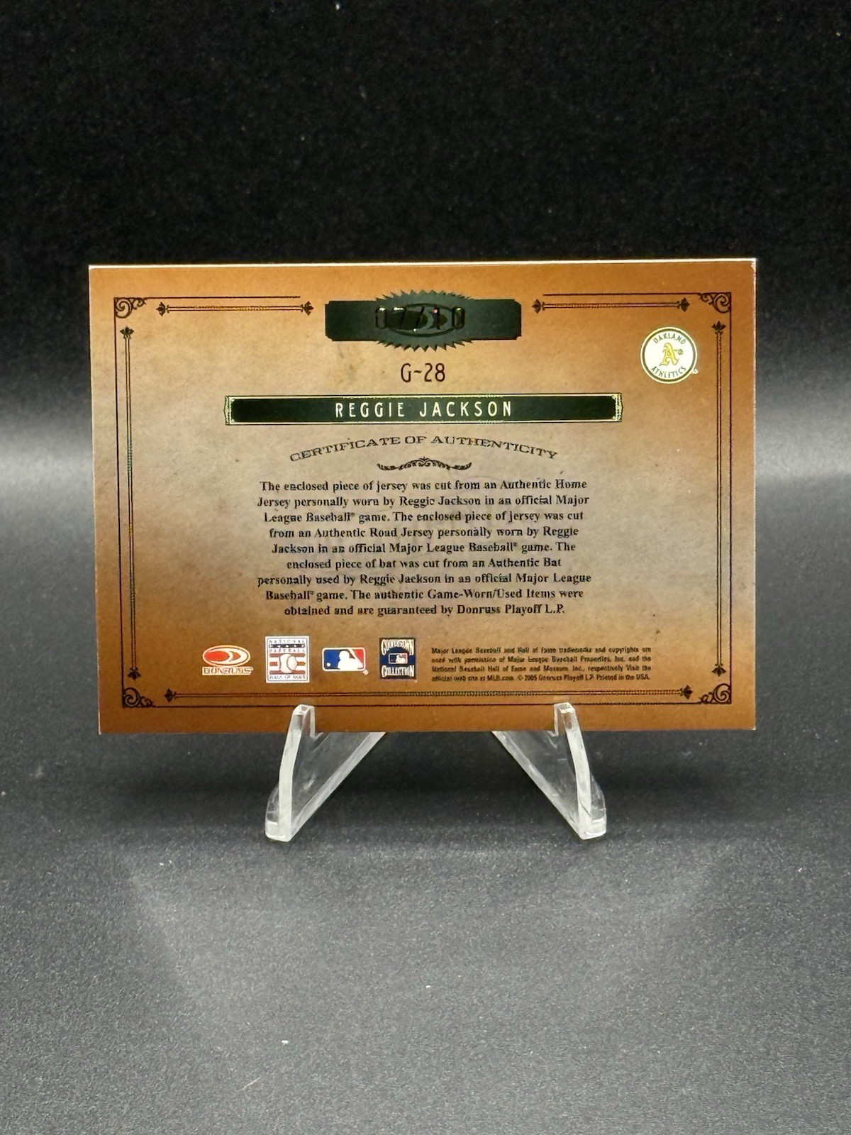 2005 Timeless Treasures Gamers #G-28 Reggie Jackson Jersey & Bat Relic Auto #/10 view 2