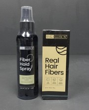 Hair Illusion Lot of 2 Brown Real Hair Fibers 1.34oz/Fiber Hold Spray 4oz NEW
