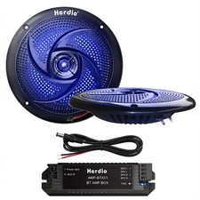 6.5" Bluetooth Marine Speakers, Low Profile Slim Design with LED Lights, 240W...