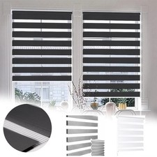 No Drill Window Roller Blind Day Night Zebra Privacy Light Filtering White 150cm