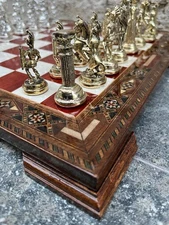 Handcrafted Roman Empire Chess Set – Inlaid Wood Board, Perfect Christmas Gift🎁