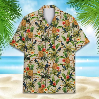 Toucan Pineapple Hawaiian Shirt Bird Lovers Summer Beach