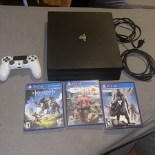 Sony PlayStation 4 Pro 1TB Console bundle 3 games- Black - CUH-7215B - Tested -