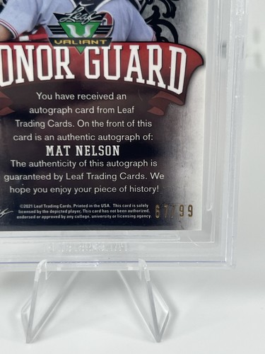 2021 Leaf Valiant Honor Guard ORANGE Mat Nelson Autograph RC 14/99 BGS 9.5/10 - Picture 4 of 4