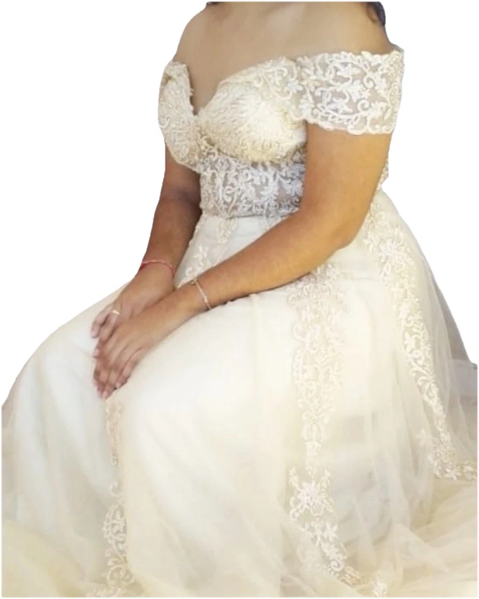 chinese dress ladies LaDivine CD862W Long A Line Lace Jacket Wedding Dress – The Dress Outlet main image 0
