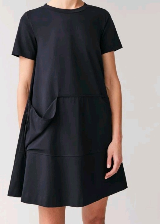 Vestido COS Bolsillos Atados Algodón Jersey Azul Marino Talla XS, Ver Fotos