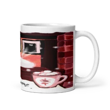 Cozy Winter Fireplace 11oz Ceramic Mug - Hot Cocoa and Stockings Design
